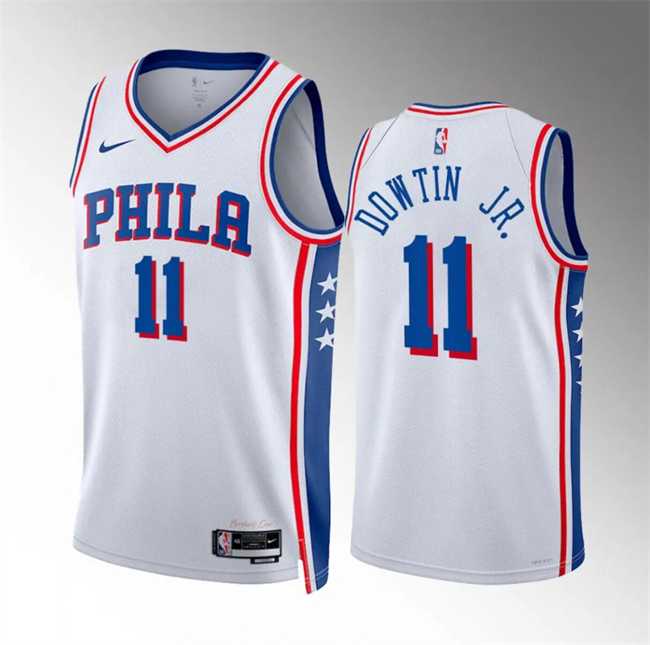 Men%27s Philadelphia 76ers #11 Jeff Dowtin Jr White Association Edition Stitched Jersey Dzhi